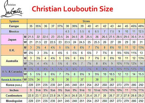 christian louboutin size chart men.